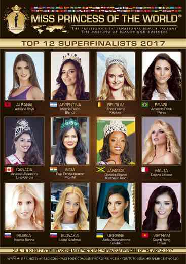 TOP 12 Superfinalists Miss Princess of the World 2017